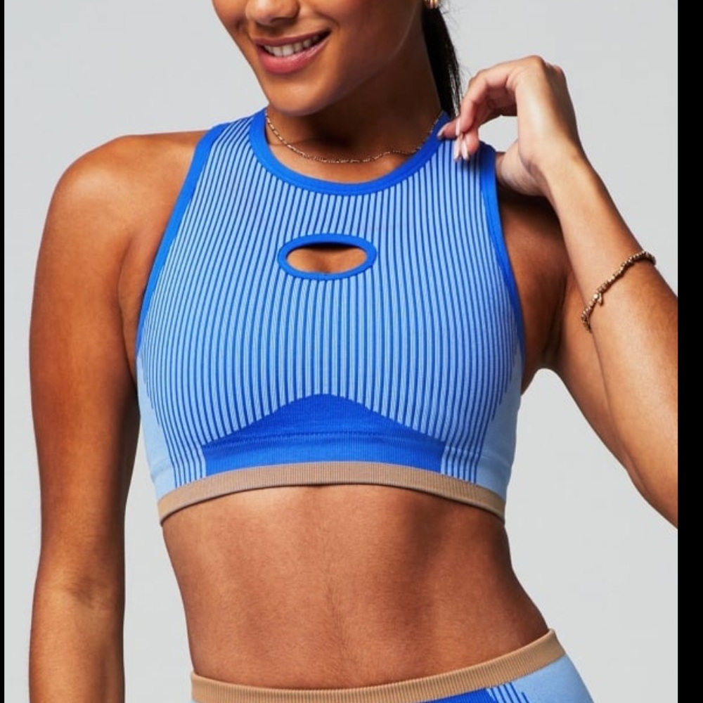 Fabletics Blue and Tan Seamless Bra